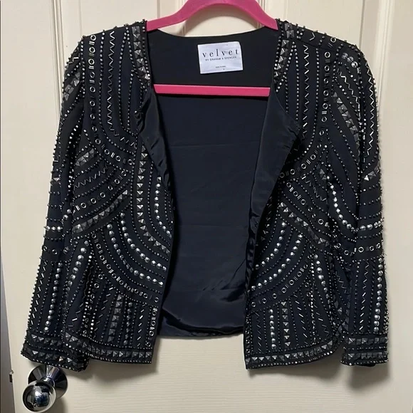 Black Beaded Blazer Evening Jacket - Picture 5 of 6